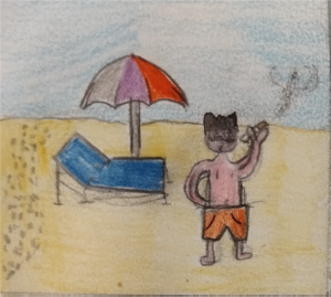 Disegno bambino in spiaggia
